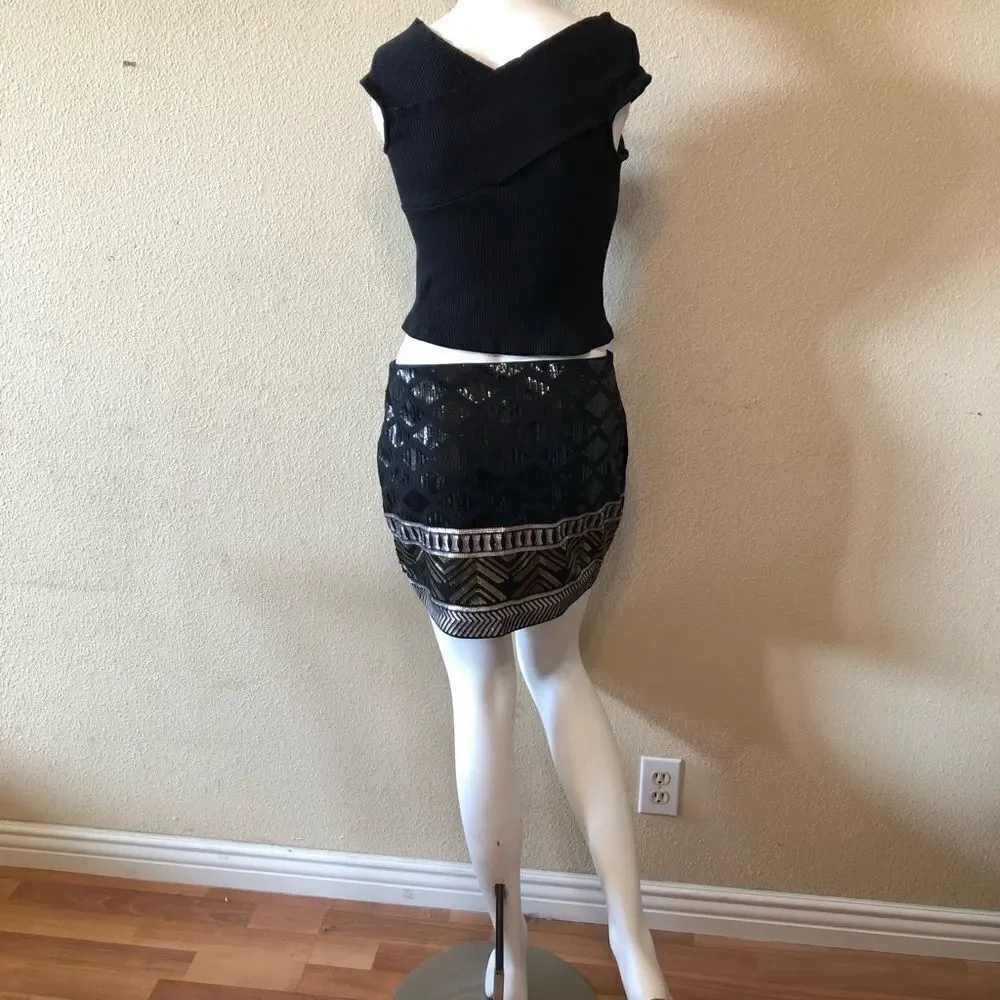 Express Sequin Diamond Mini Skirt Size Small